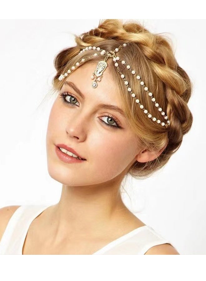 Happy D Pearl chain headpiece, Bohemian-style women's hair accessory suitable for Halloween costumes - Image 2